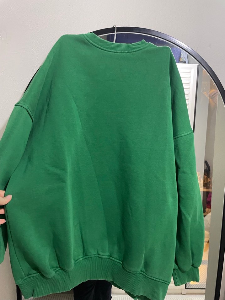 Kadın Yeşil Oversize Sweatshirt - Görsel 2