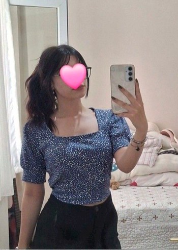 l Beden Kare Yaka Kısa Kollu Kadın Bluz