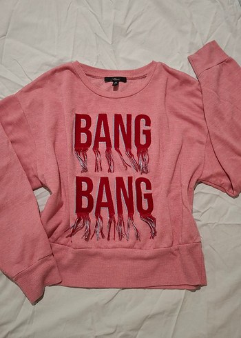 Pembe Baskılı Uzun Kollu Kadın Sweatshirt