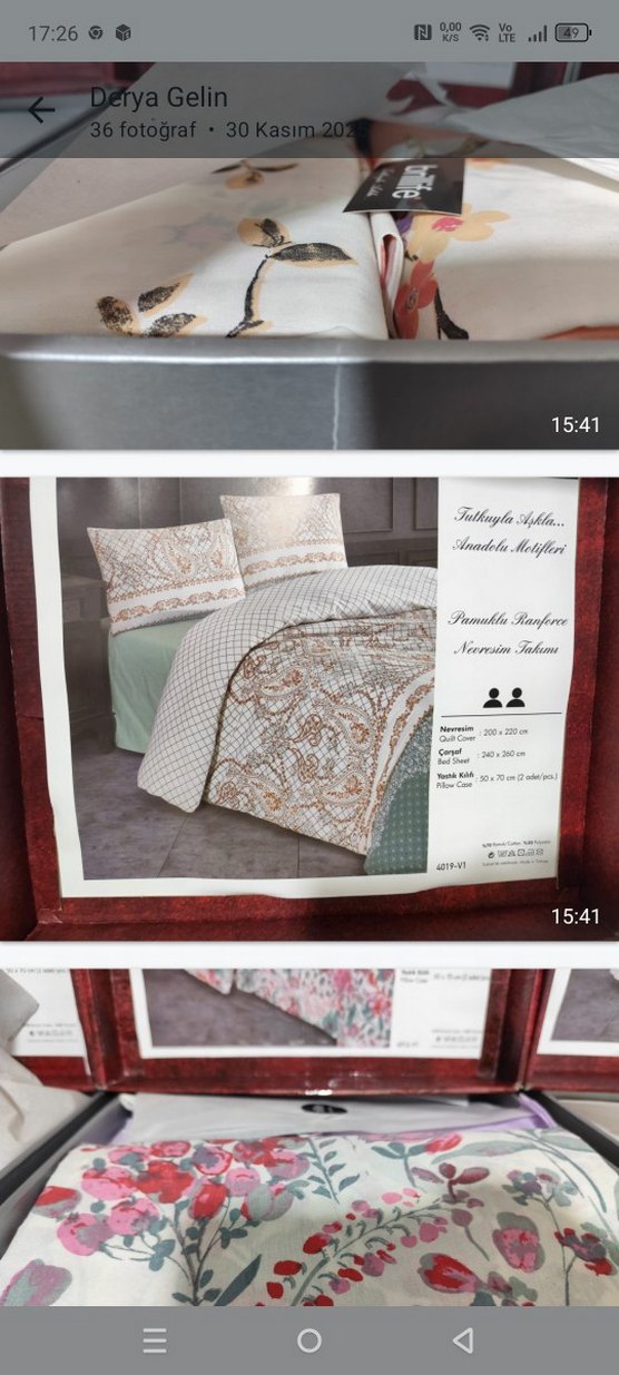 Bordo Desenli Brillife Nevresim Takımı - Görsel 2