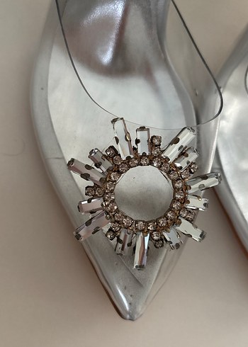 Şeffaf Cam Topuklu Beyaz Abiye Ayakkabı - Görsel 3