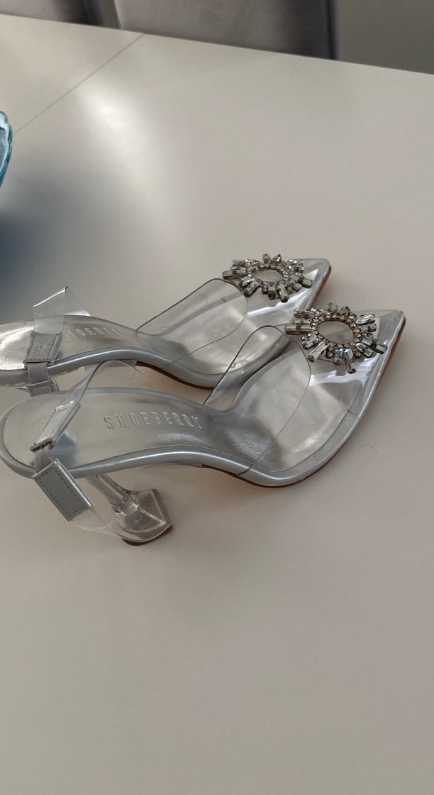 Şeffaf Cam Topuklu Beyaz Abiye Ayakkabı - Görsel 2