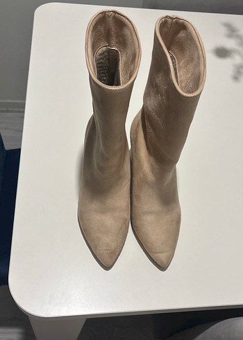 Bej Süet Kadın Topuklu Bot - Görsel 2