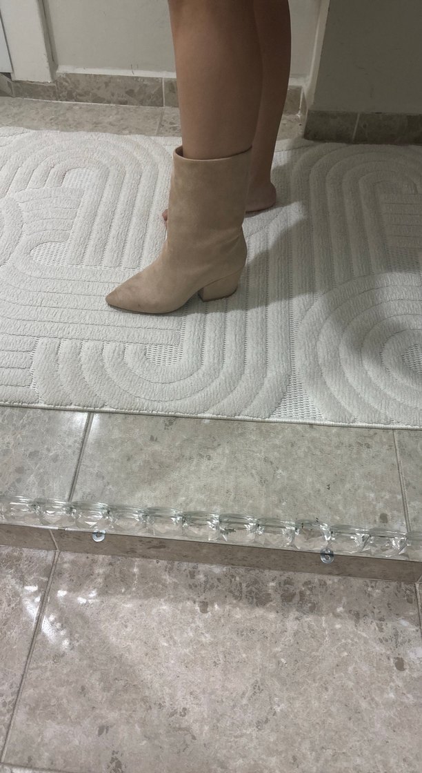 Bej Süet Kadın Topuklu Bot - Görsel 4