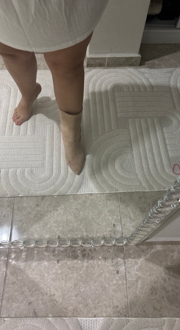 Bej Süet Kadın Topuklu Bot - Görsel 5