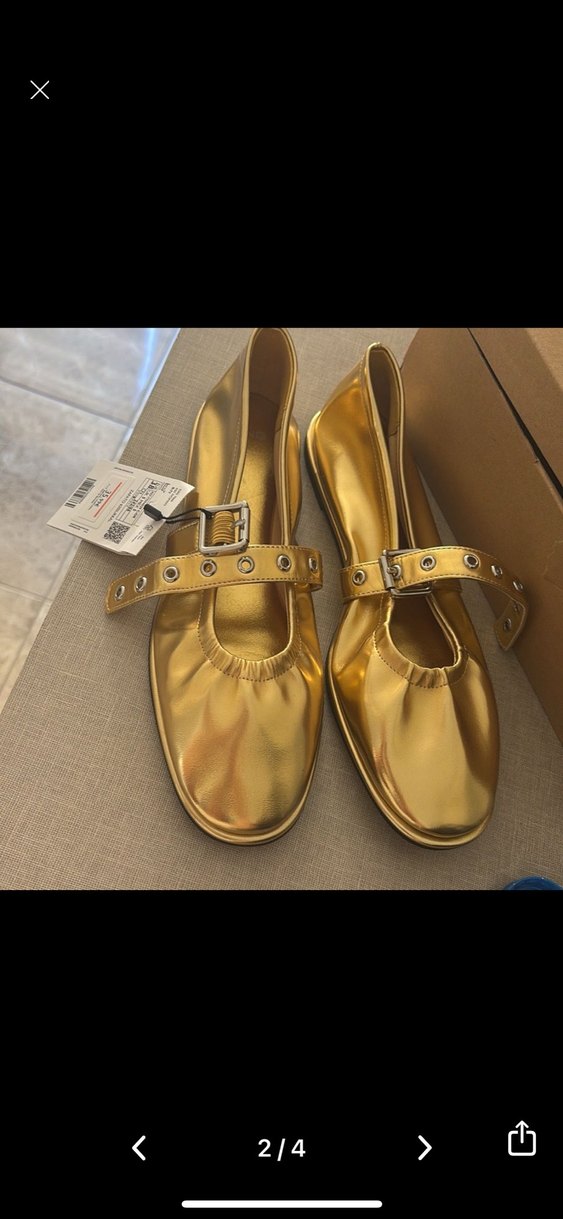 MNG Parlak Altın Tokalı Kadın Babet - Görsel 2