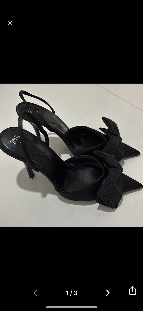 Siyah Fiyonklu Stiletto Topuklu Kadın Ayakkabı - Görsel 2