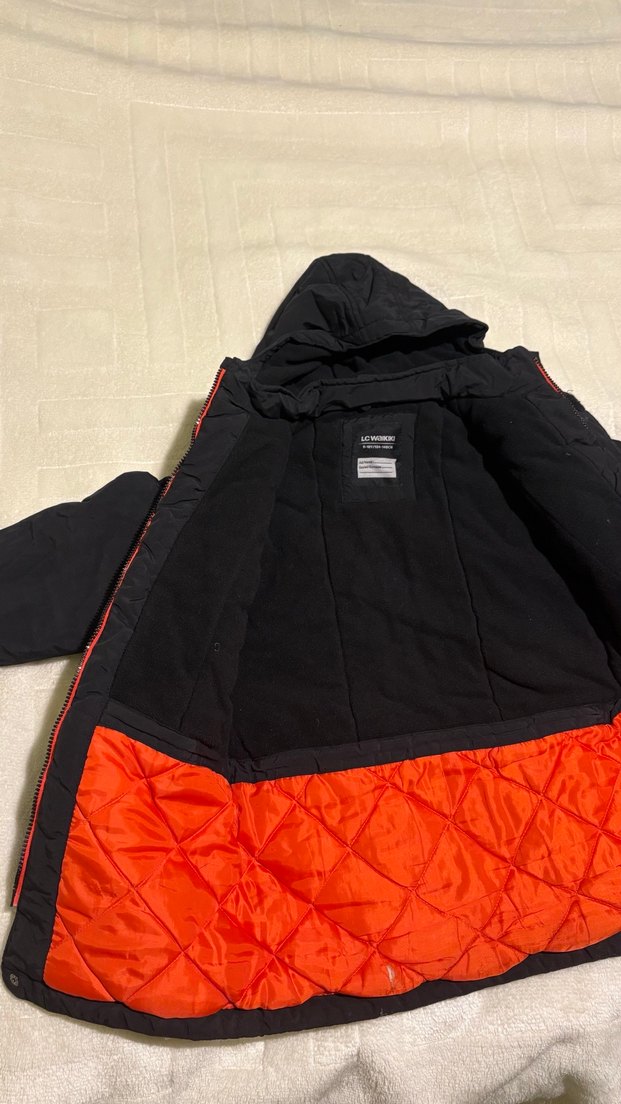 Siyah Kapüşonlu çocuk Mont 9-10 yaş - Görsel 3