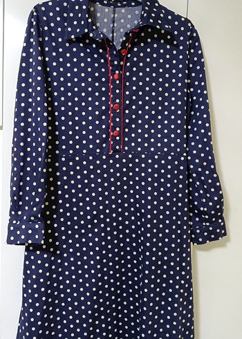 Lacivert Puantiyeli Hamile ve Emzirme Geceliği - Görsel 5