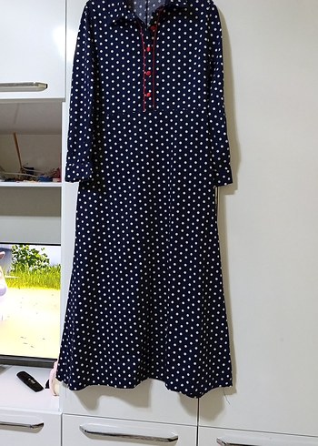 Lacivert Puantiyeli Hamile ve Emzirme Geceliği - Görsel 2