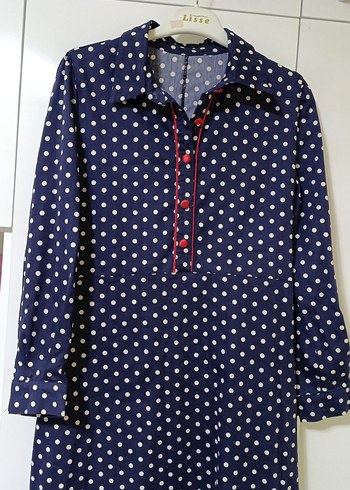 Lacivert Puantiyeli Hamile ve Emzirme Geceliği - Görsel 6