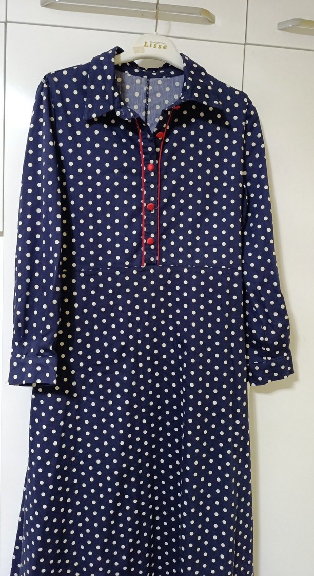 Lacivert Puantiyeli Hamile ve Emzirme Geceliği - Görsel 5