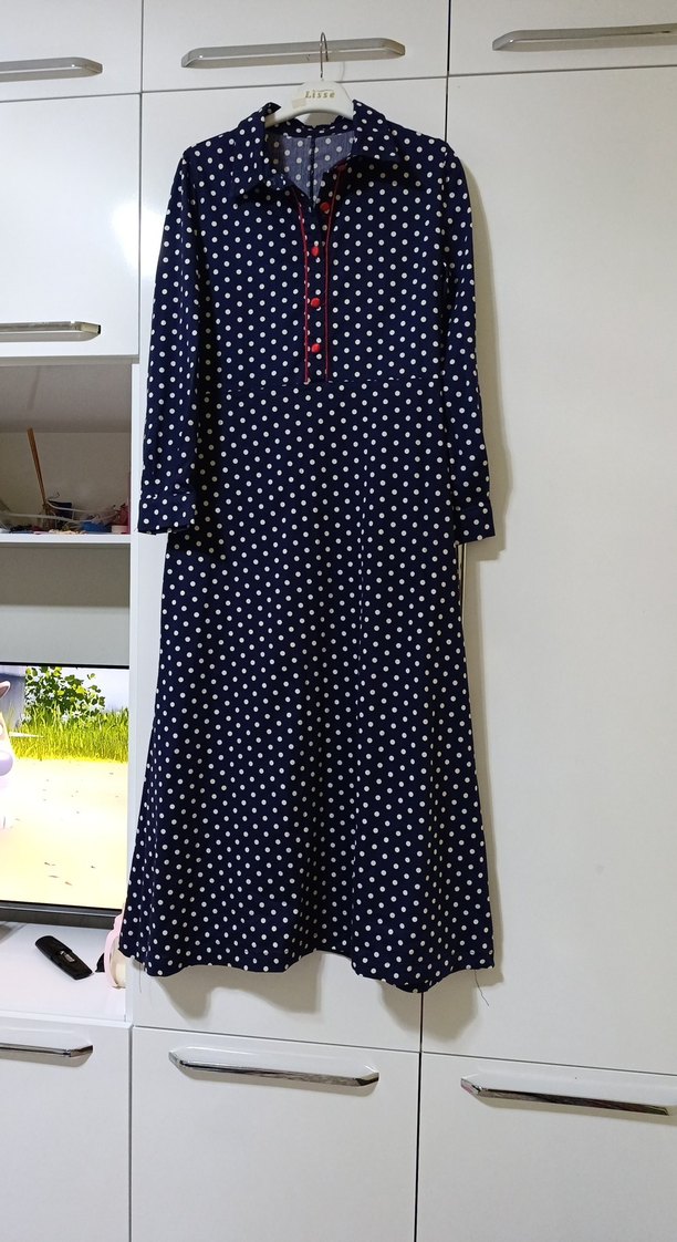 Lacivert Puantiyeli Hamile ve Emzirme Geceliği - Görsel 2