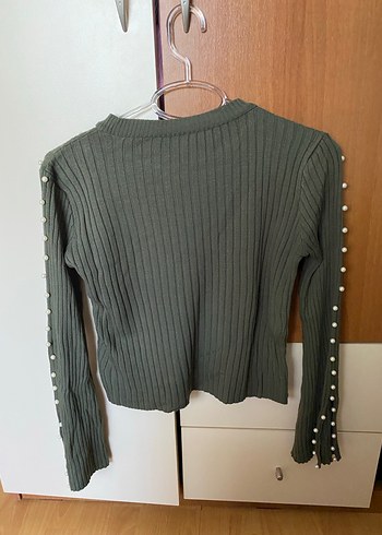 Düğmeli yeşil Kadın Triko Kazak - Görsel 3