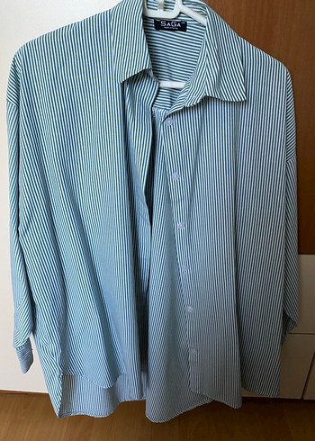 Yeşil Çizgili Uzun Kollu Kadın Gömlek - Görsel 2