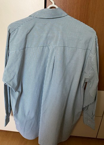 Yeşil Çizgili Uzun Kollu Kadın Gömlek - Görsel 3