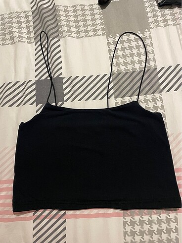 Askılı siyah crop