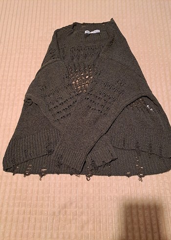 Zara Haki Örgü Kadın Kazak - Görsel 7