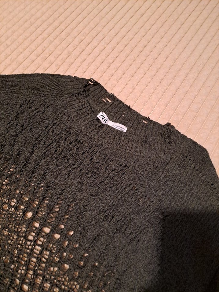 Zara Haki Örgü Kadın Kazak - Görsel 3