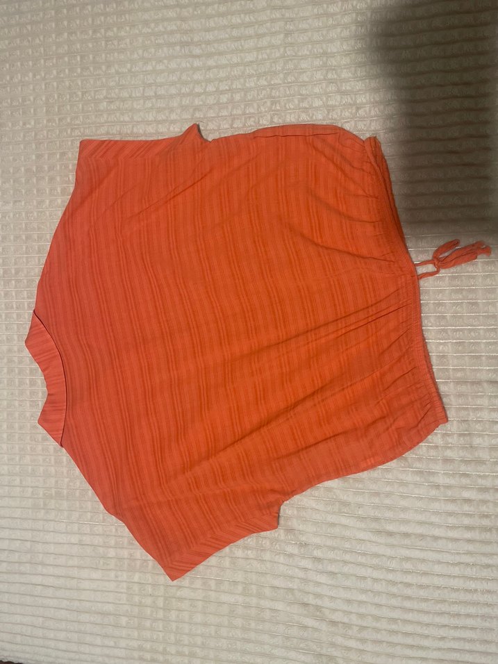 Turuncu Kısa Kollu Düğmeli Kadın Gömlek - Görsel 3