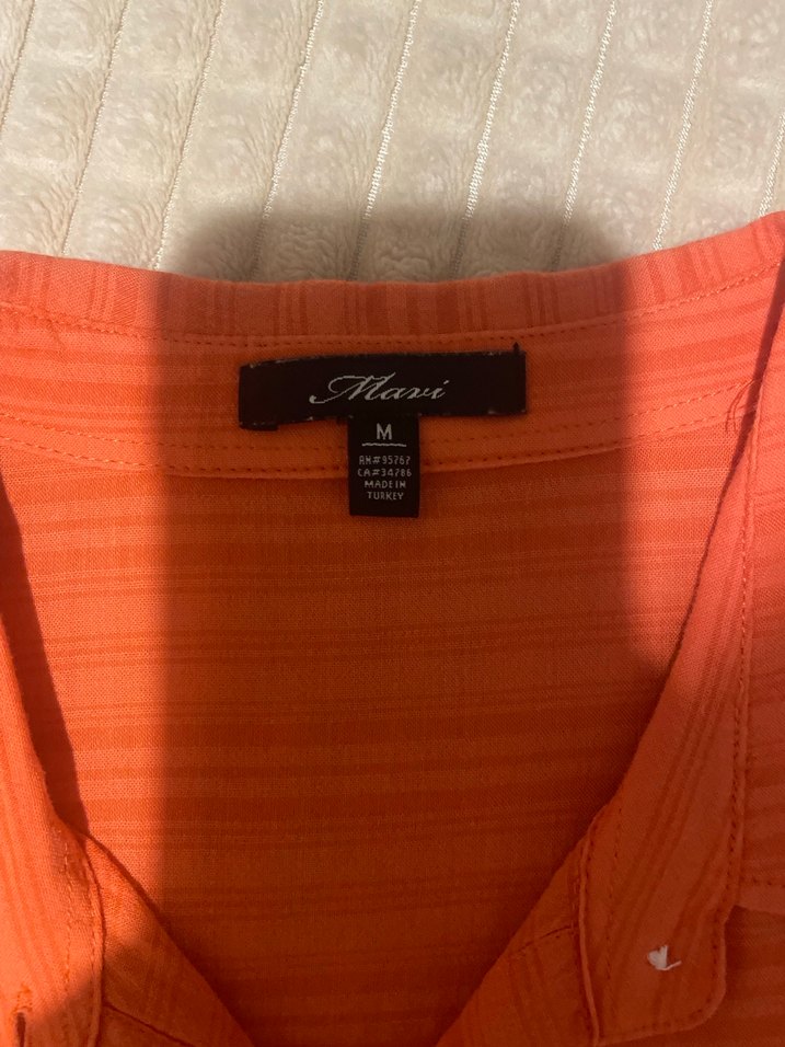 Turuncu Kısa Kollu Düğmeli Kadın Gömlek - Görsel 2