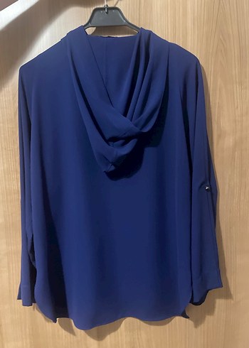 Mavi Fermuarlı Kadın Sweatshirt - Görsel 2