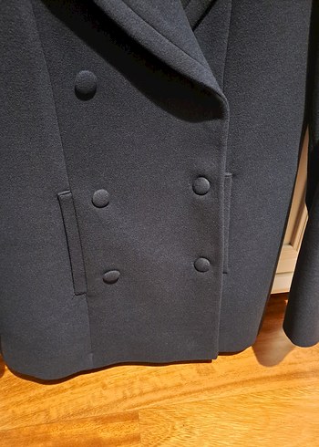 Lacivert Kadın Midi Kruvaze Kaban - Görsel 4