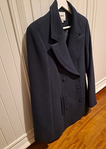 Lacivert Kadın Midi Kruvaze Kaban - Görsel 2