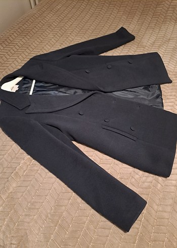 Lacivert Kadın Midi Kruvaze Kaban - Görsel 5