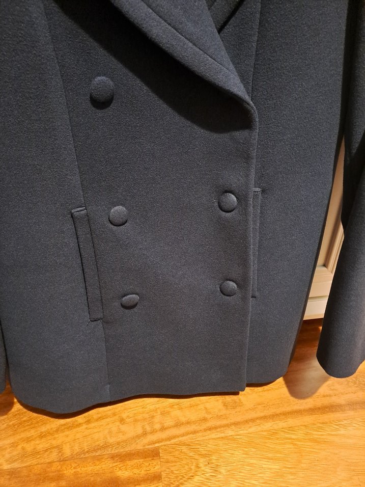 Lacivert Kadın Midi Kruvaze Kaban - Görsel 4