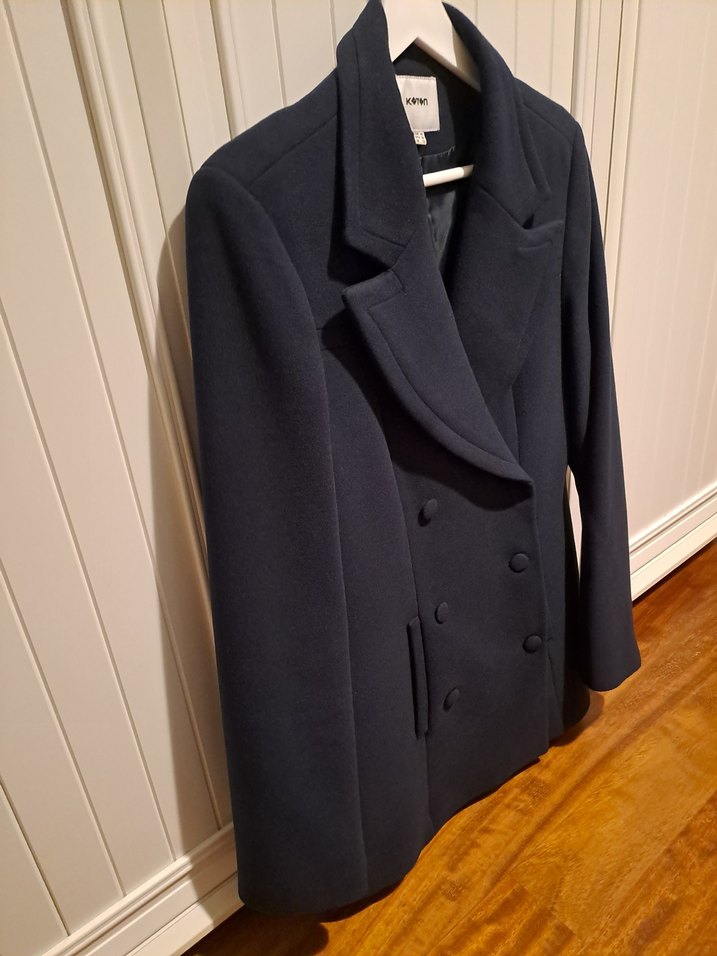 Lacivert Kadın Midi Kruvaze Kaban - Görsel 2