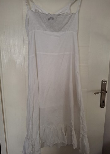 Beyaz Uzun Bohem Elbise - Görsel 5