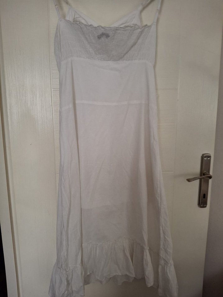 Beyaz Uzun Bohem Elbise - Görsel 5