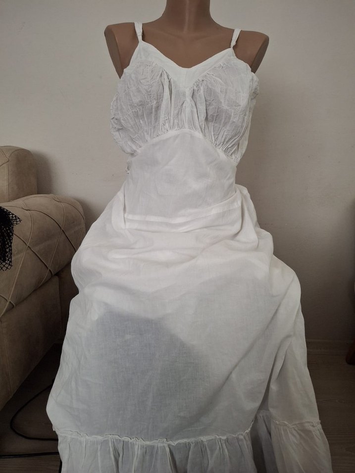 Beyaz Uzun Bohem Elbise - Görsel 2