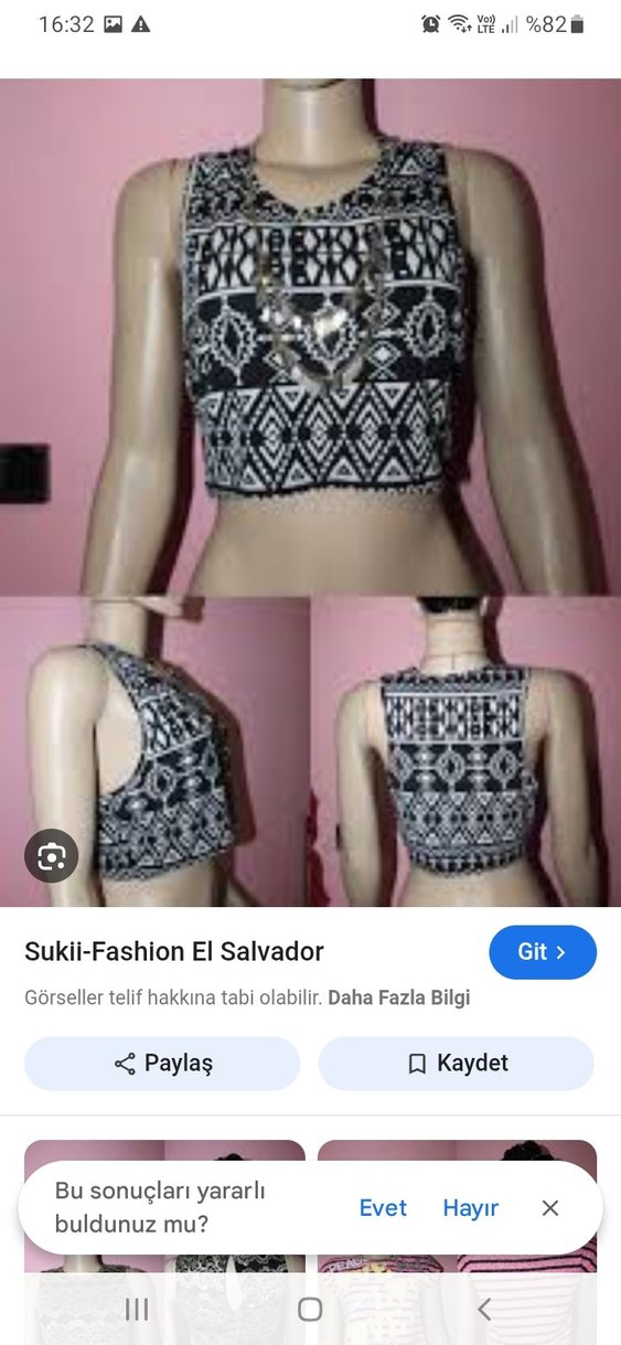 Bohem Siyah Desenli Kısa Crop Top - Görsel 4