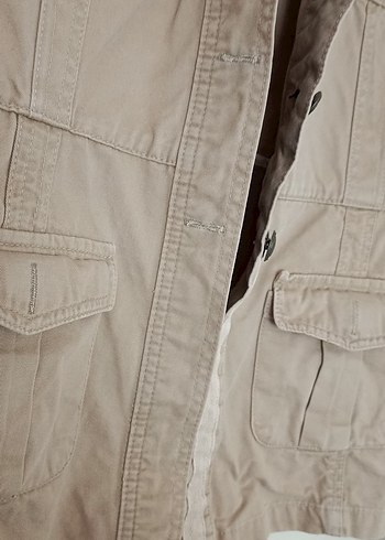 Bej Metal  Düğmeli Kadın Kot Ceket - Görsel 4