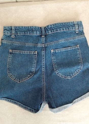 26 Beden Düğmeli Mavi Denim Mini Şort