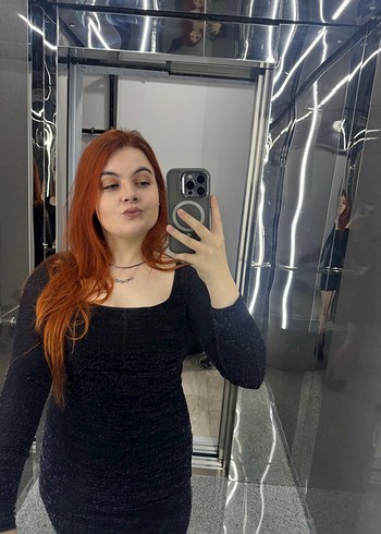 Uzun Kollu Siyah Gösterişli Mini Elbise - Görsel 5