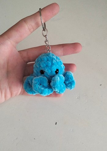 Mavi Peluş Ahtapot Anahtarlık