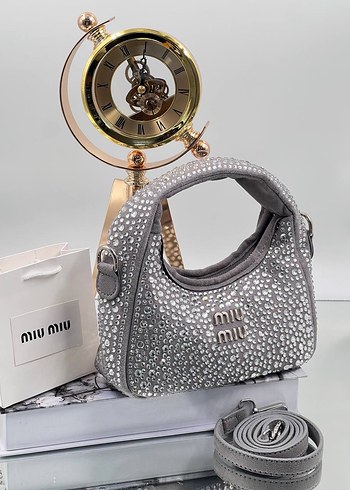 Miu Miu Miu Miu Siyah Payetli Deri Kadın Çanta