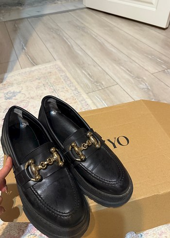 Kadın Siyah Platform Topuklu Tokalı Loafer ürün kutulu yeni - Görsel 6