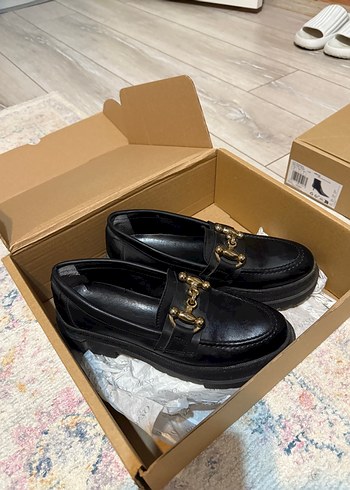 Kadın Siyah Platform Topuklu Tokalı Loafer ürün kutulu yeni - Görsel 2