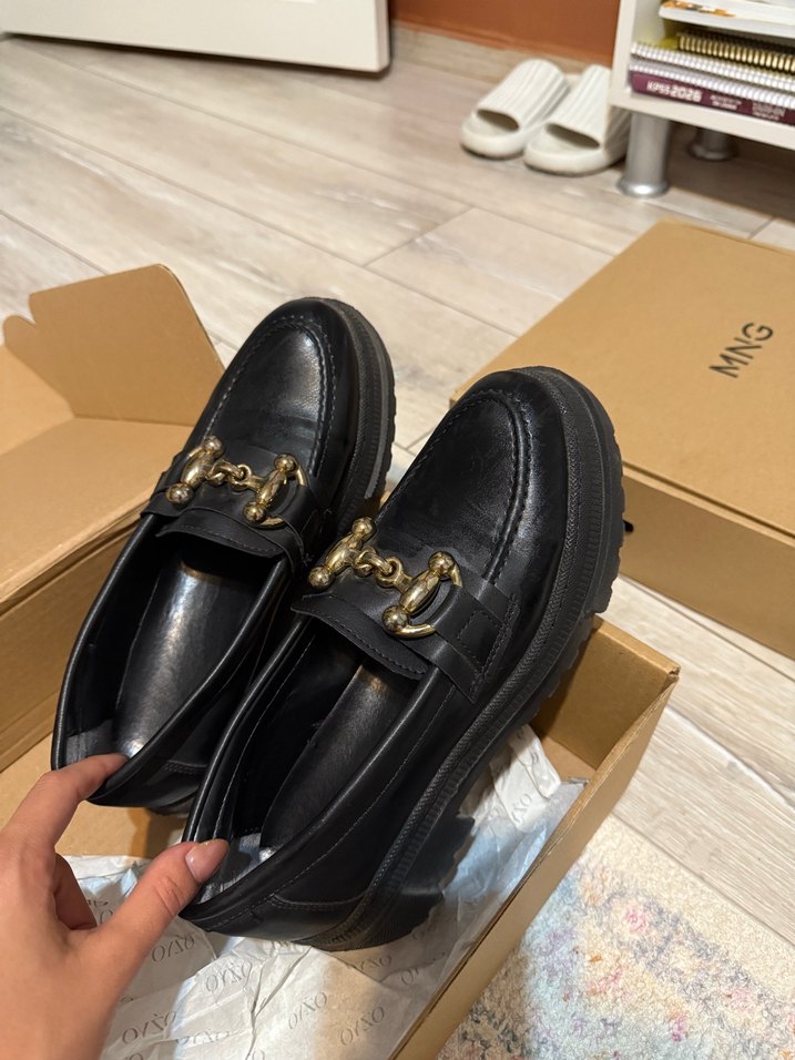 Kadın Siyah Platform Topuklu Tokalı Loafer ürün kutulu yeni - Görsel 3