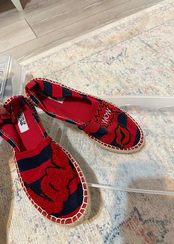 Yurt dışı Kırmızı Nakışlı Kadın Dolgu Topuk Espadril - Görsel 2