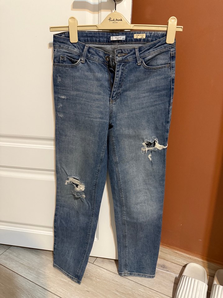 Gevşek Kesim, Tokalı, Midi Boy Kadın Kot Pantolon - Görsel 2