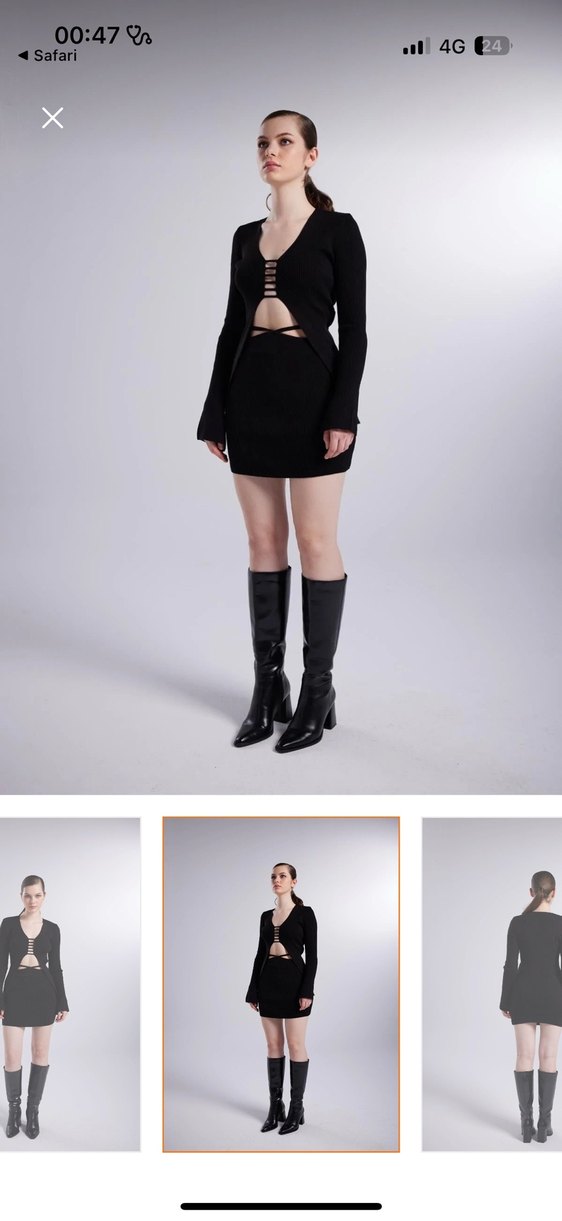 Holly lolly marka standart  bDeri Siyah V Yaka iki ayrı parça - Görsel 3