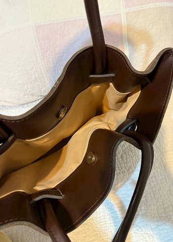 Kahverengi Süet Kadın Omuz Çantası - Görsel 6