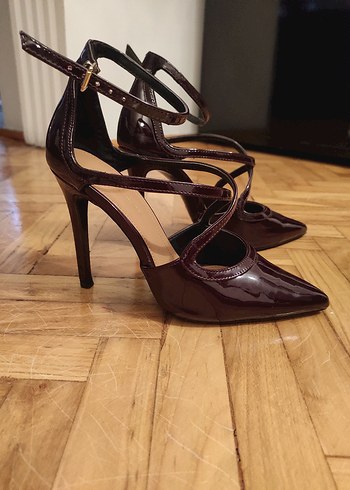 36 Beden Bordo Deri Stiletto Topuklu Kadın Ayakkabı