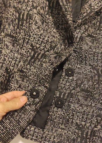 Düğmeli Gri Kadın Yün Ceket - Görsel 3