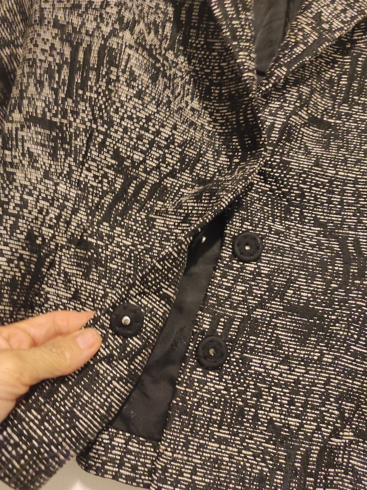 Düğmeli Gri Kadın Yün Ceket - Görsel 3